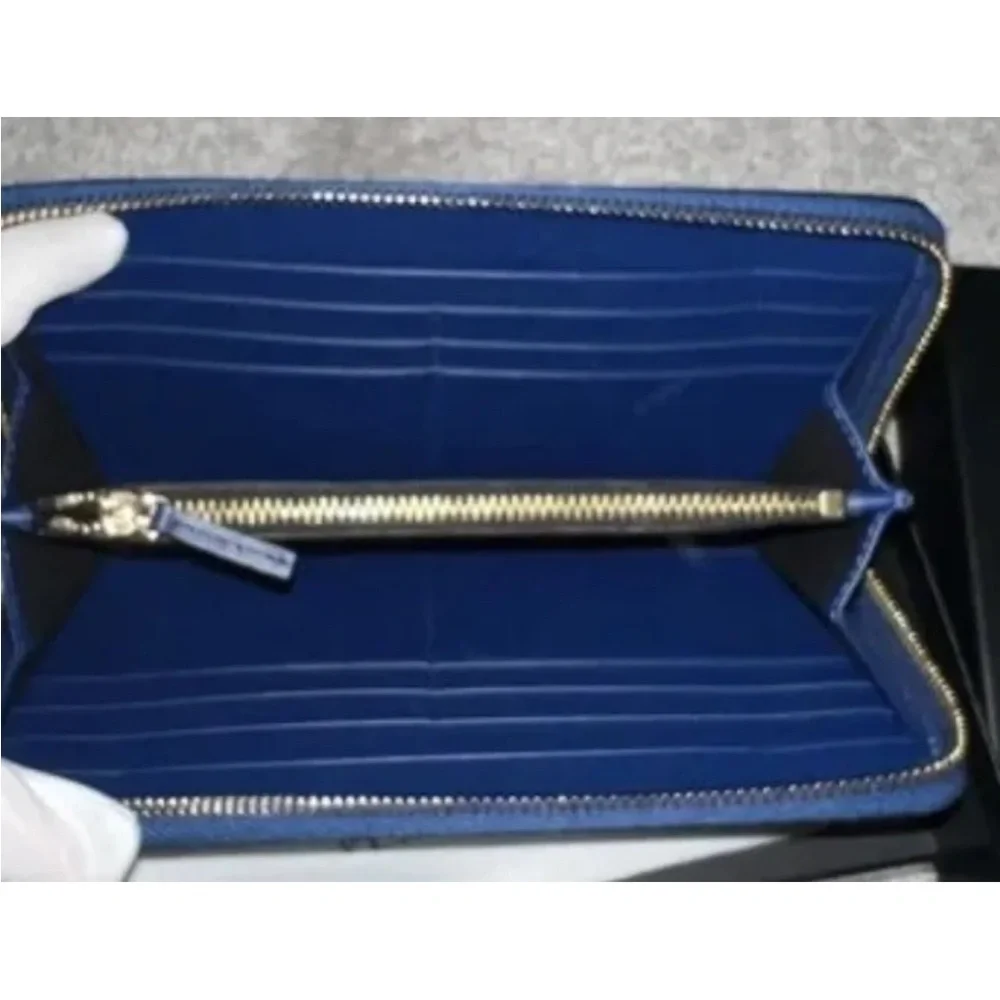 NEW Versace La Medusa Navy Leather Zip Around Long Wallet